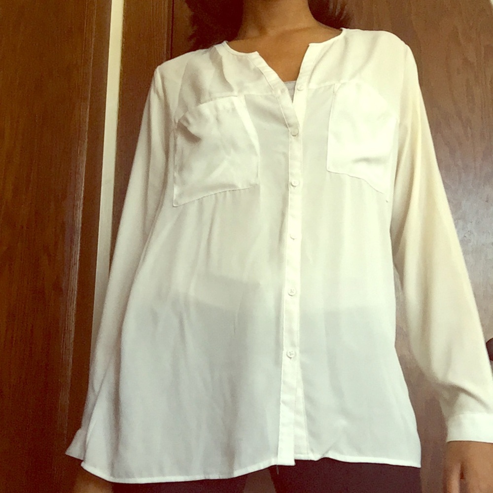 Mossimo cream button up with front pockets